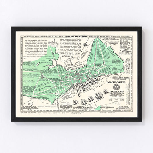Vintage Map of Portland, Maine 1932