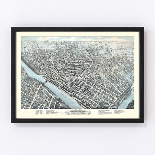Vintage Map of Lowell, Massachusetts 1876