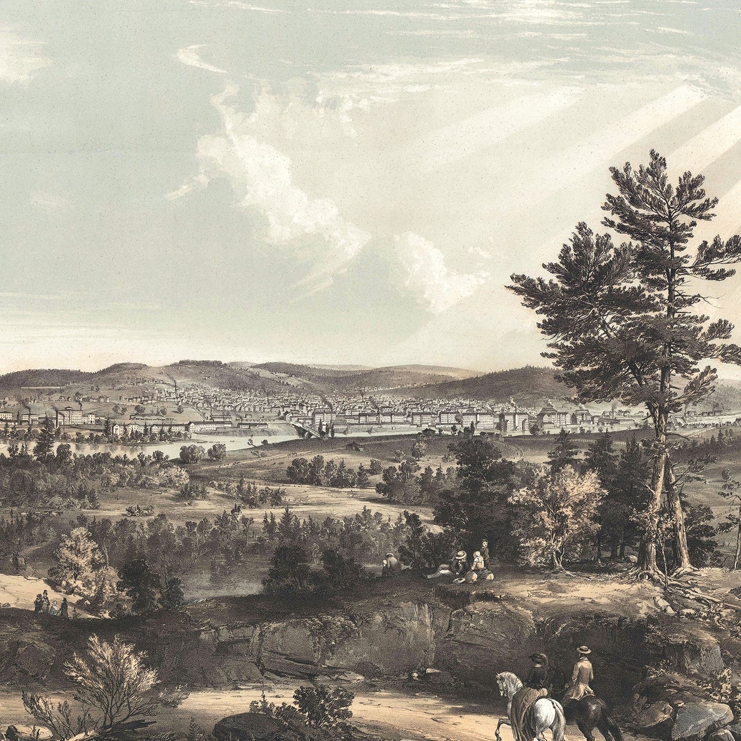 Vintage Map of Manchester, New Hampshire 1855
