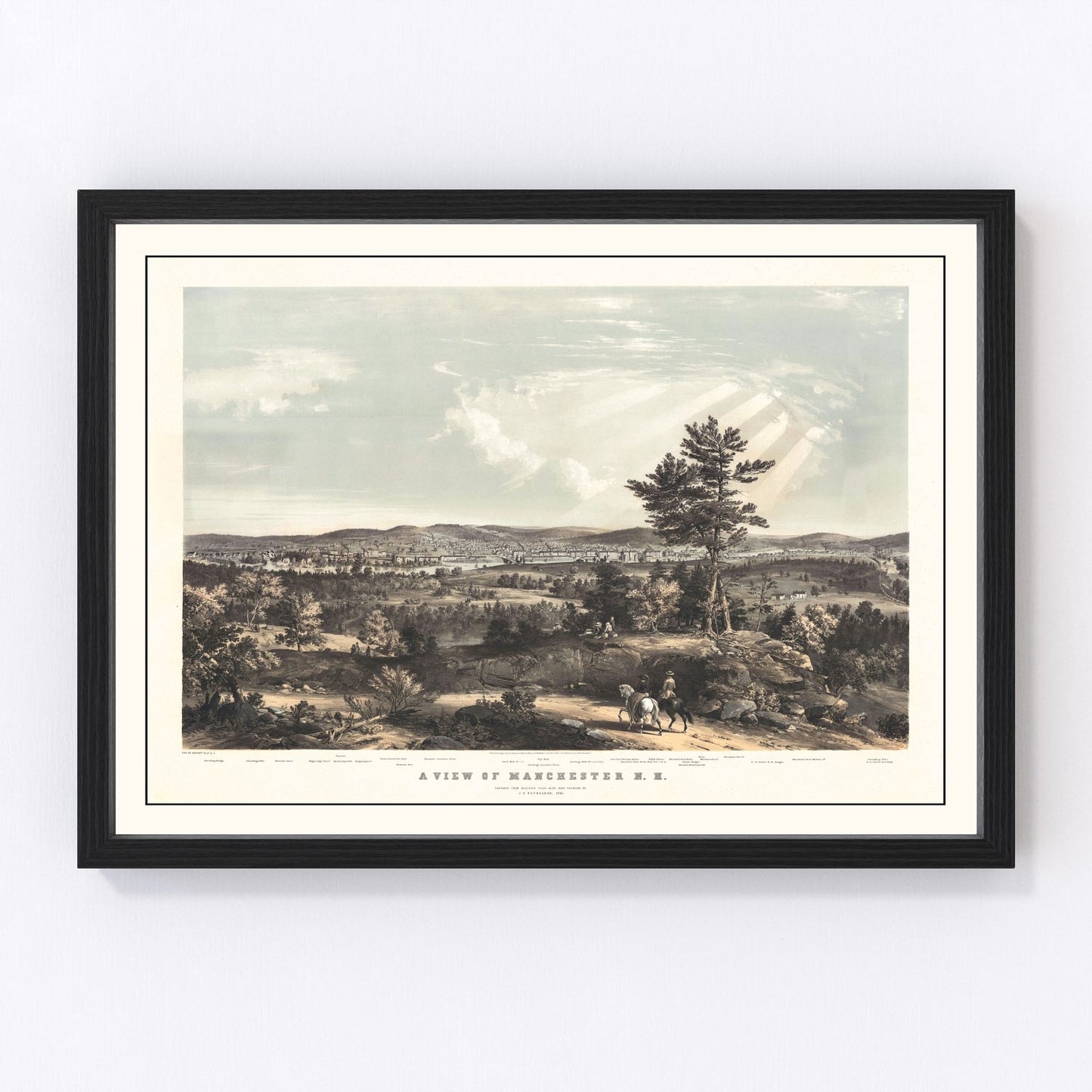 Vintage Map of Manchester, New Hampshire 1855