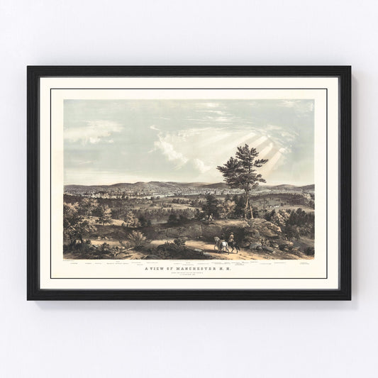 Vintage Map of Manchester, New Hampshire 1855