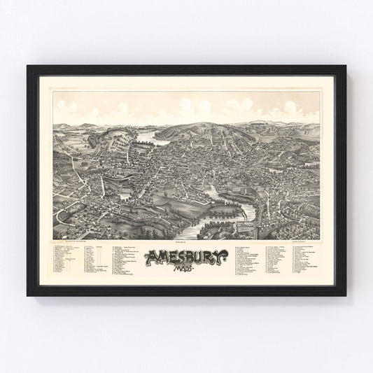 Vintage Map of Amesbury, Massachusetts 1890