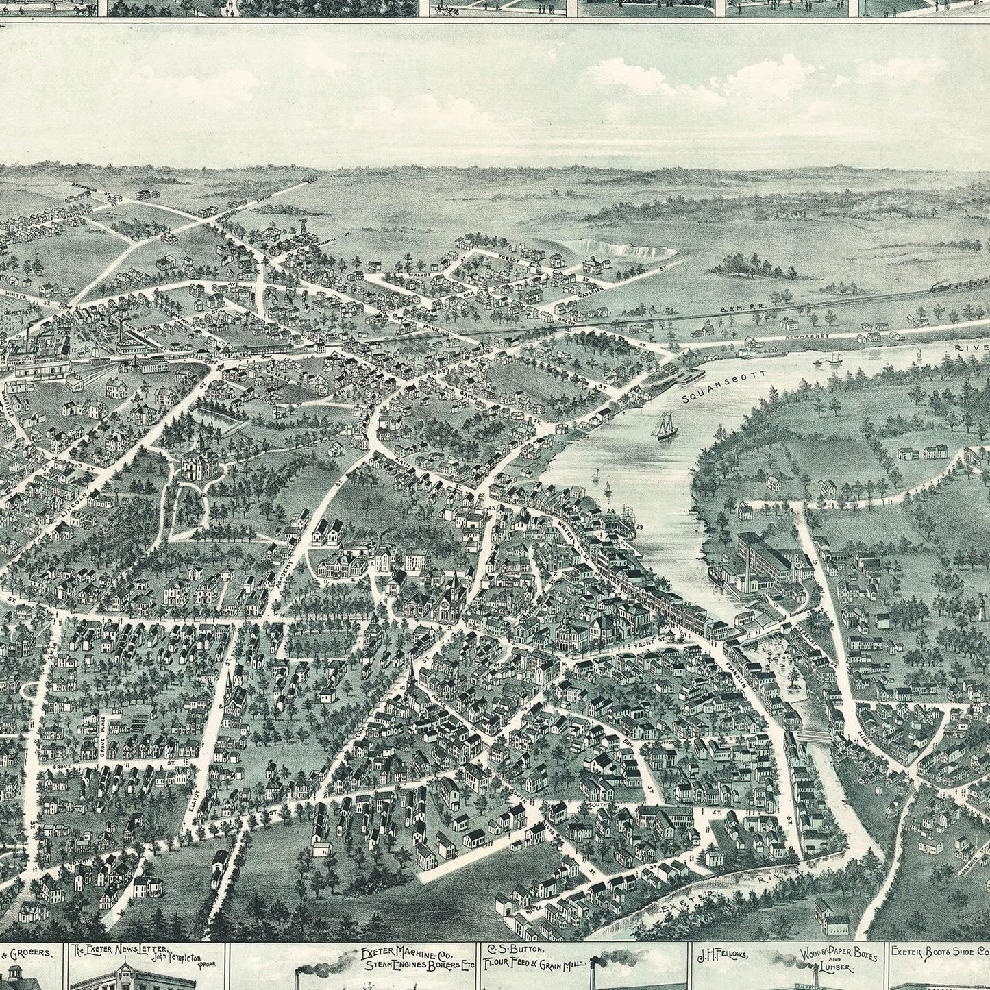 Vintage Map of Exeter, New Hampshire 1896