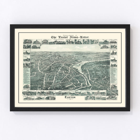 Vintage Map of Exeter, New Hampshire 1896