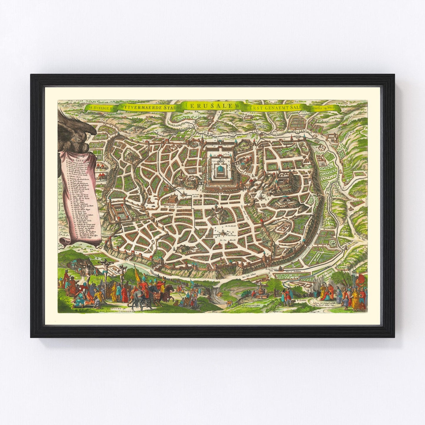 Vintage Map of Jerusalem, Israel 1645