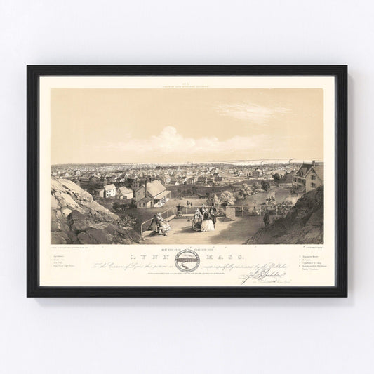 Vintage Map of Lynn, Massachusetts 1856