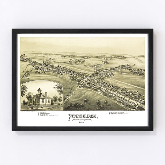 Vintage Map of Pennsburgh, Pennsylvania 1894