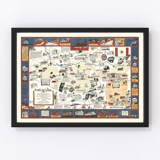 Vintage Map of Birmingham, Alabama 1938