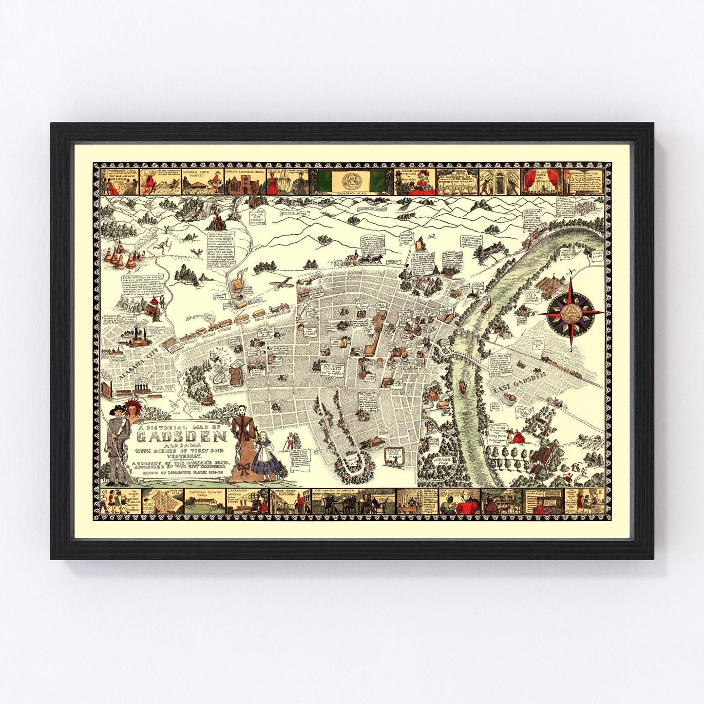 Vintage Map of Gadsden, Alabama 1939