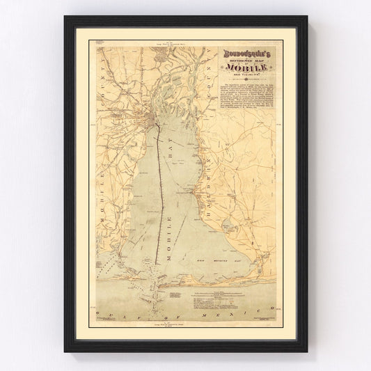 Vintage Map of Mobile, Alabama 1889