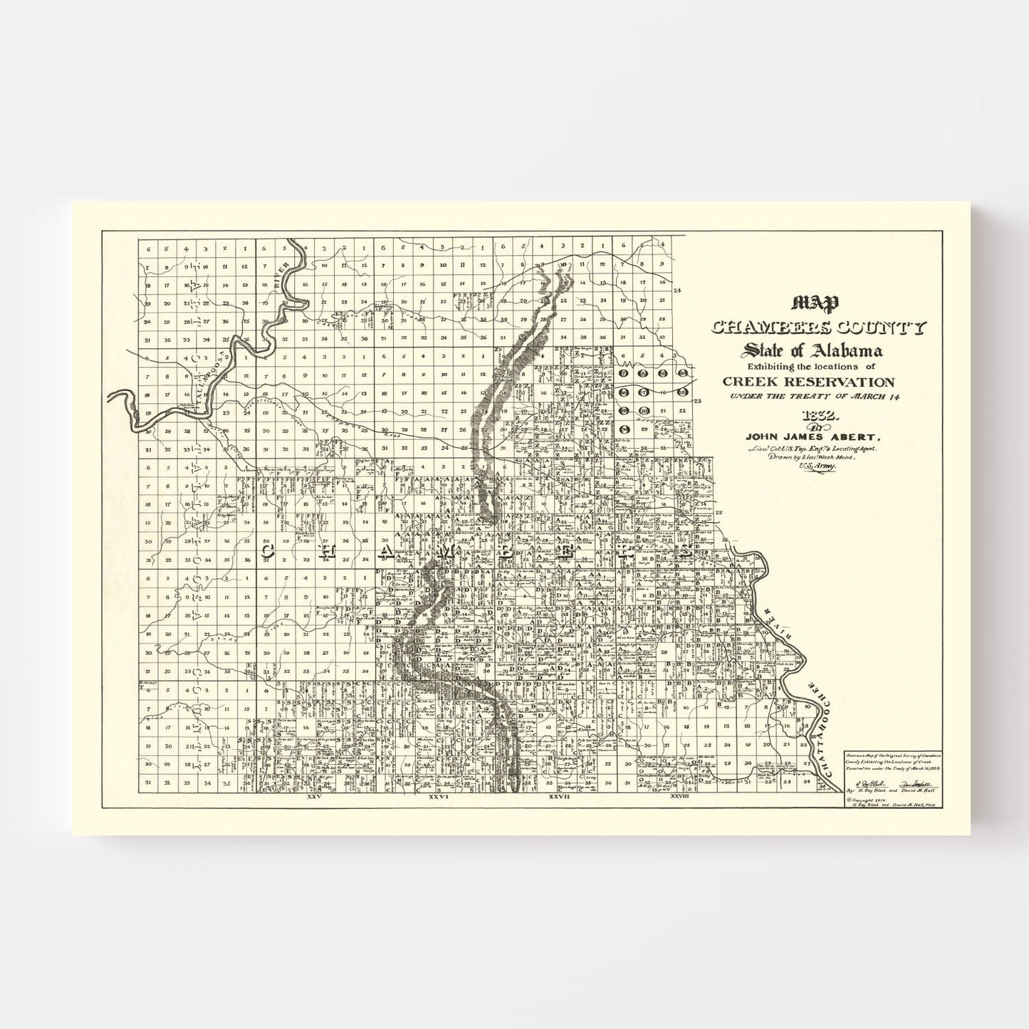 Vintage Map of Chambers County, Alabama 1974
