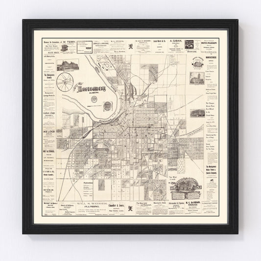 Vintage Map of Montgomery, Alabama 1899