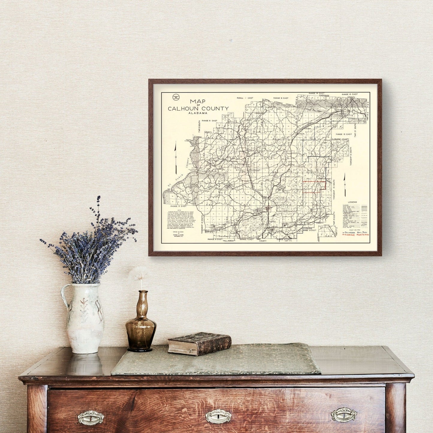 Vintage Map of Calhoun County, Alabama 1930