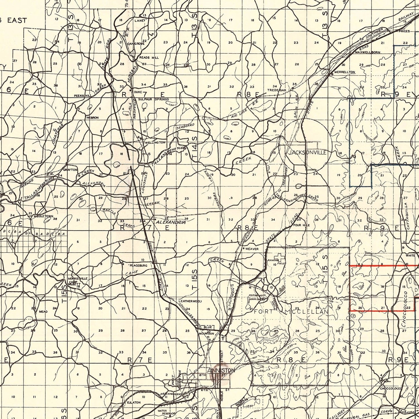 Vintage Map of Calhoun County, Alabama 1930