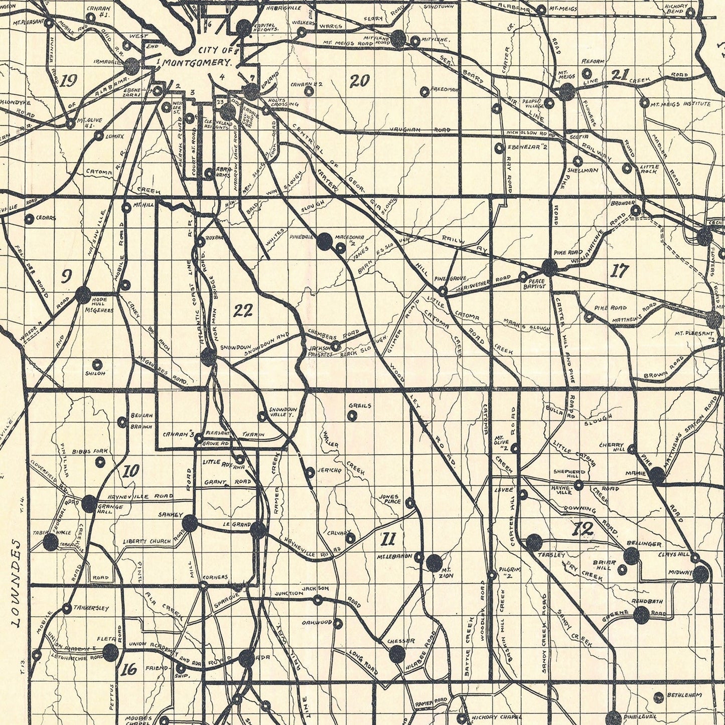 Vintage Map of Montgomery County, Alabama 1918