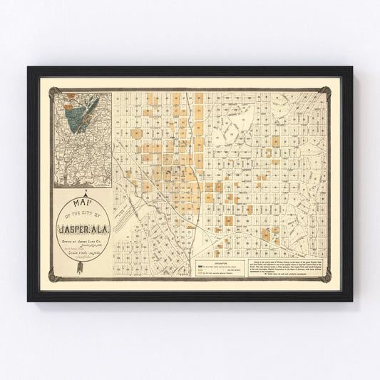 Vintage Map of Jasper, Alabama 1891