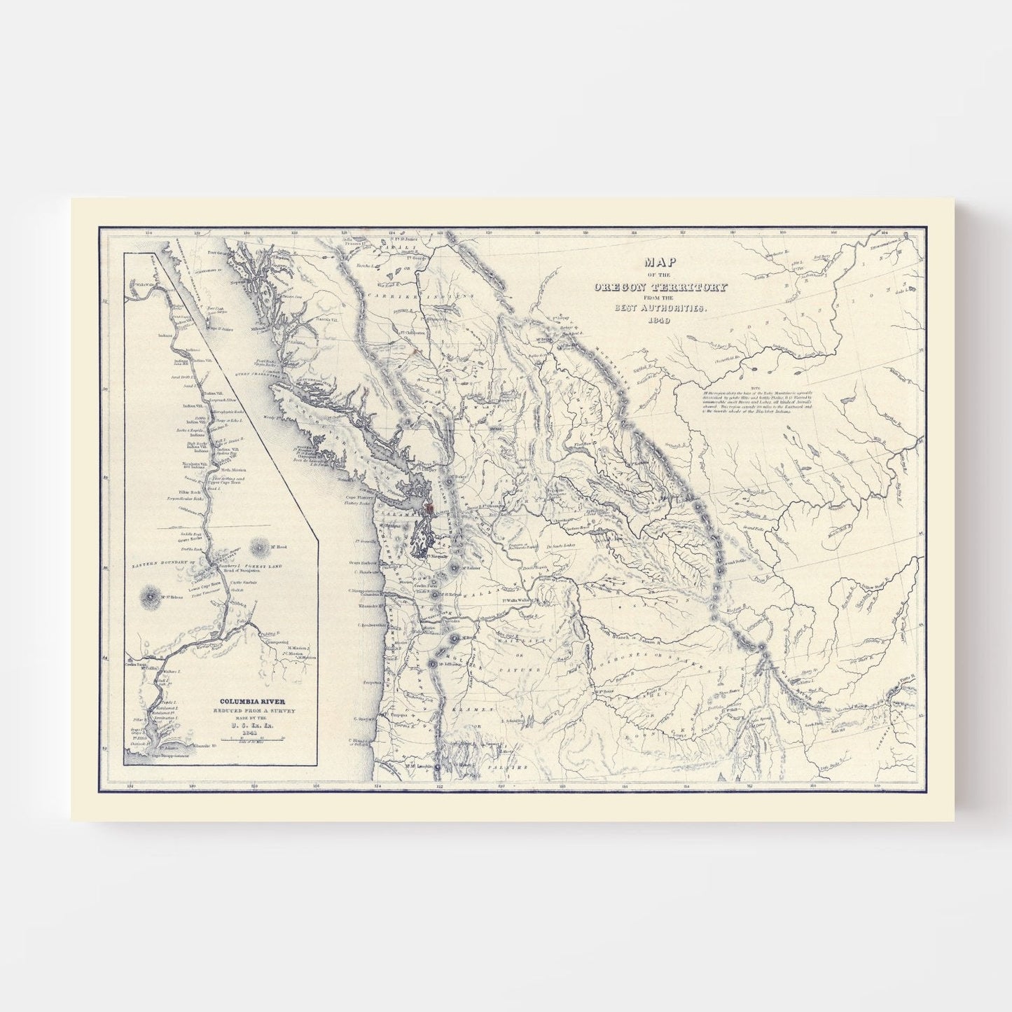 Vintage Map of Washington 1849