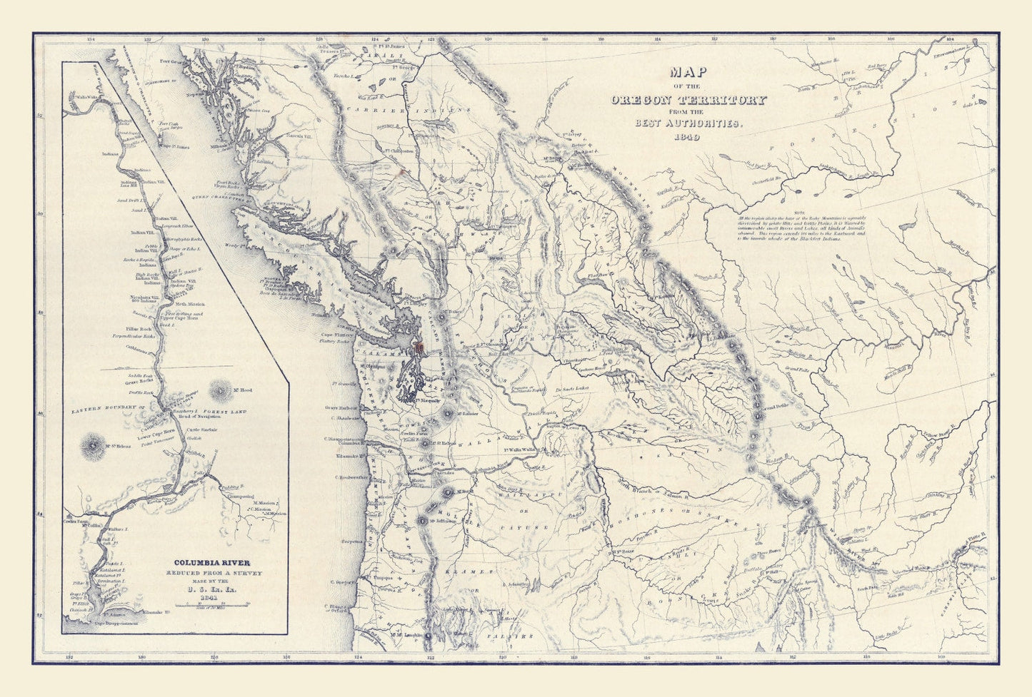 Vintage Map of Washington 1849