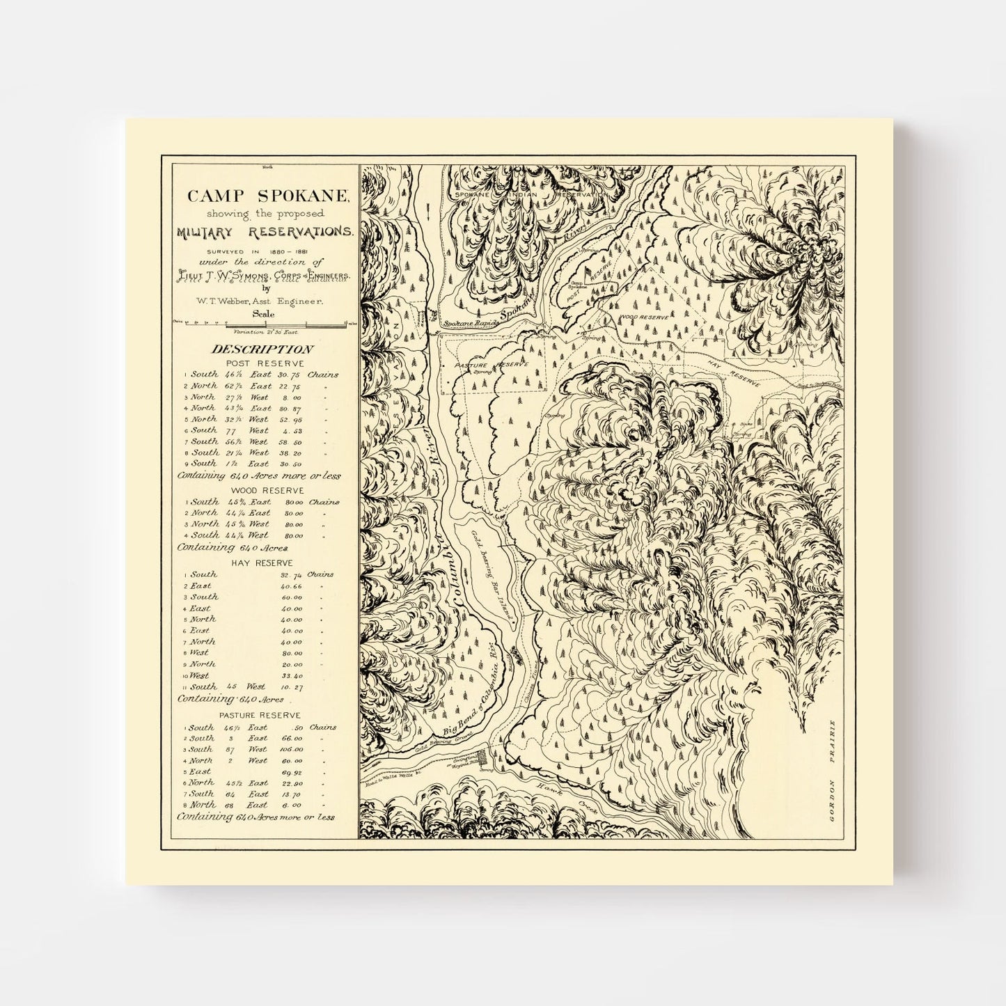 Vintage Map of Camp Spokane, 1882