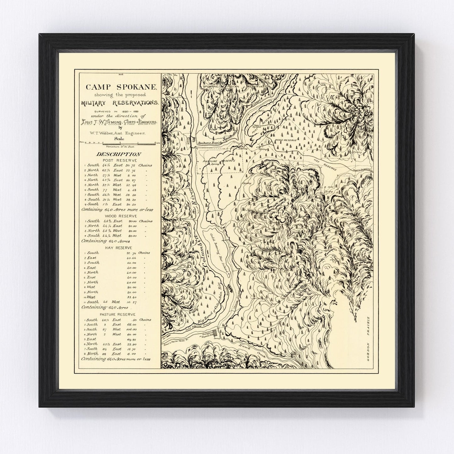 Vintage Map of Camp Spokane, 1882