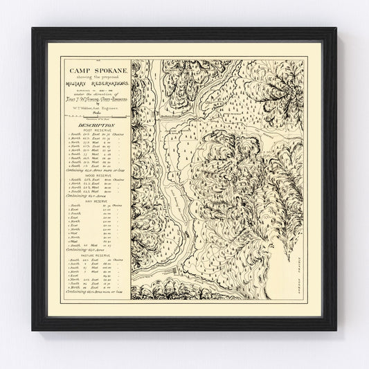 Vintage Map of Camp Spokane, 1882