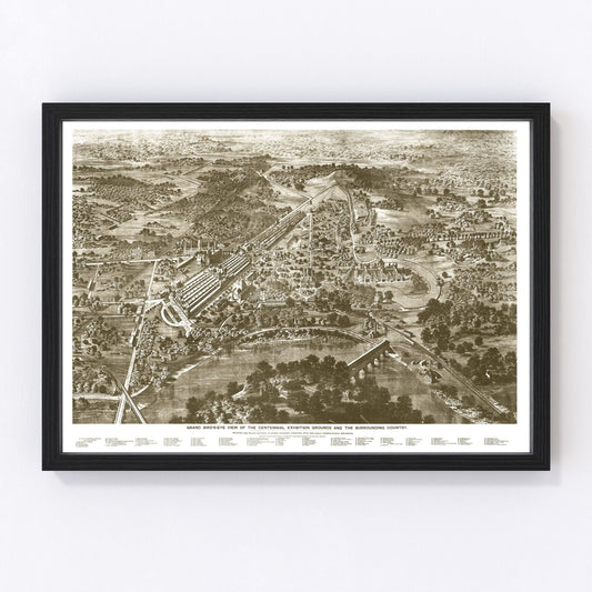 Vintage Map of Philadelphia, Pennsylvania 1876