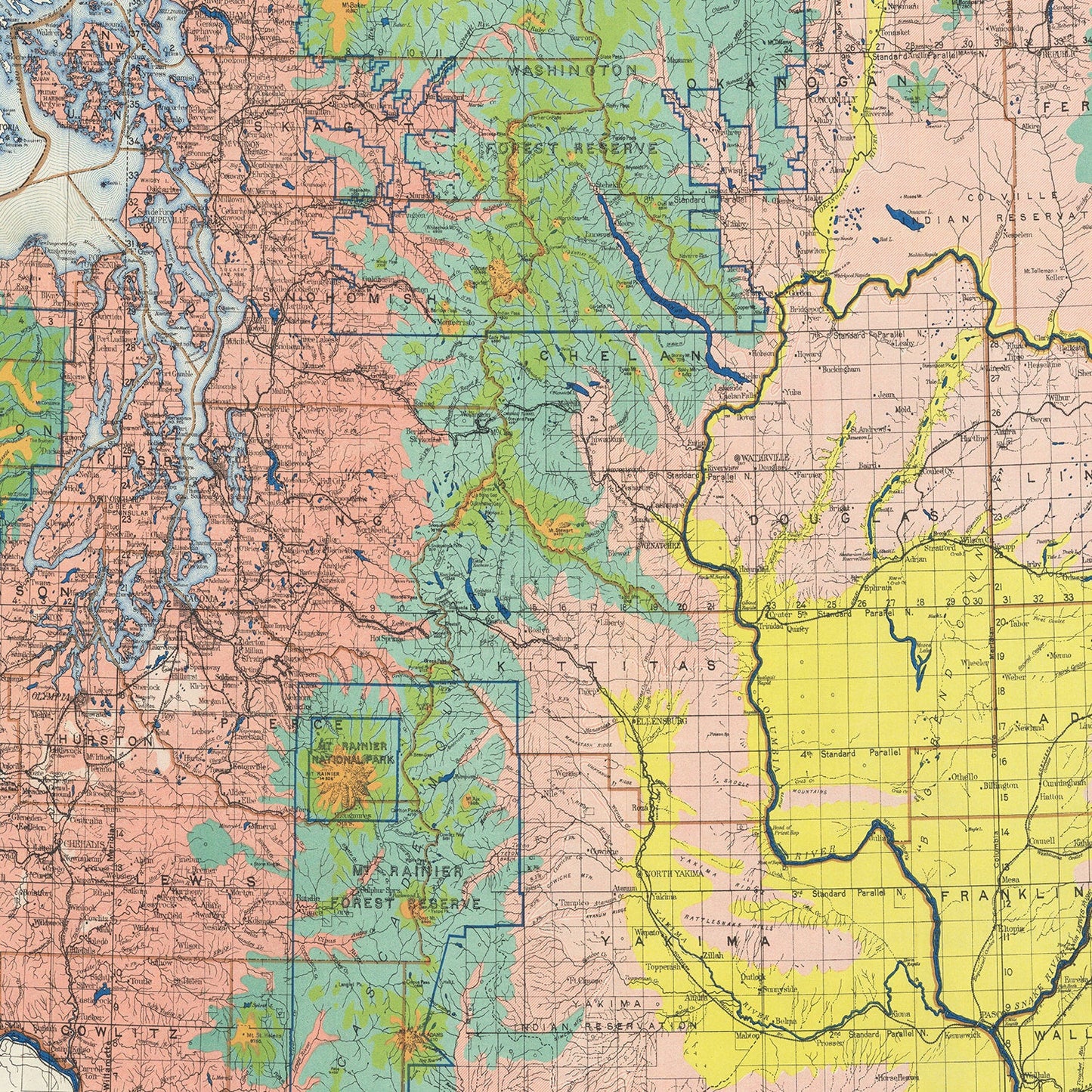 Vintage Map of Washington 1889