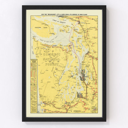 Vintage Map of Puget Sound Country, 1916