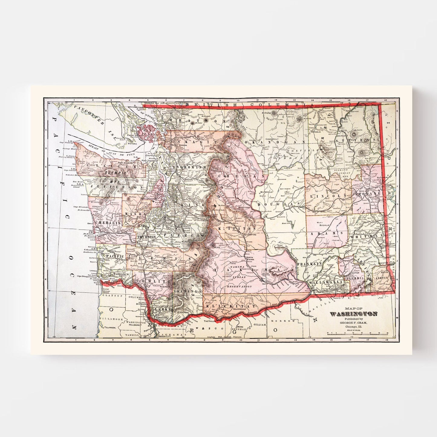 Vintage Map of Washington 1904