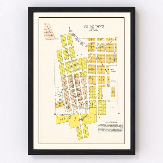 Vintage Map of Union Town, Washington 1910