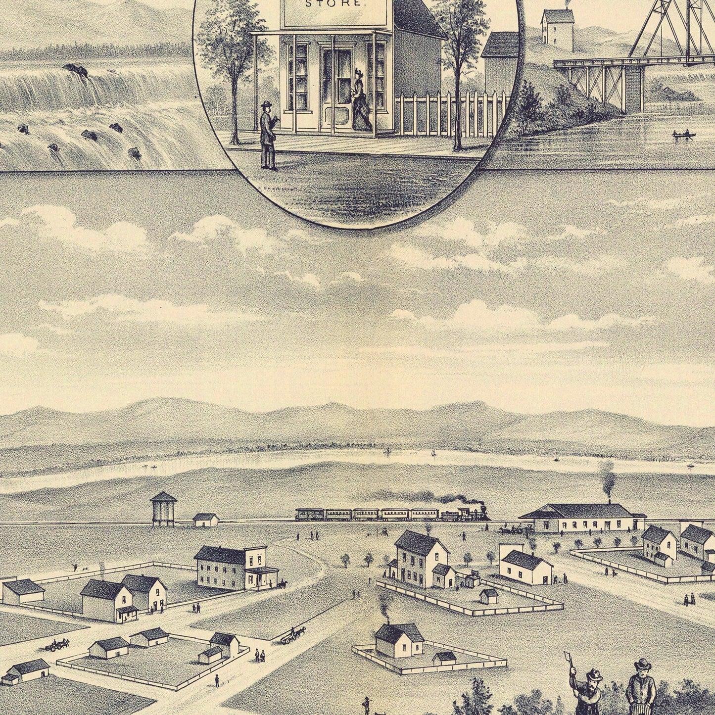 Vintage Map of Prosser, Washington 1889
