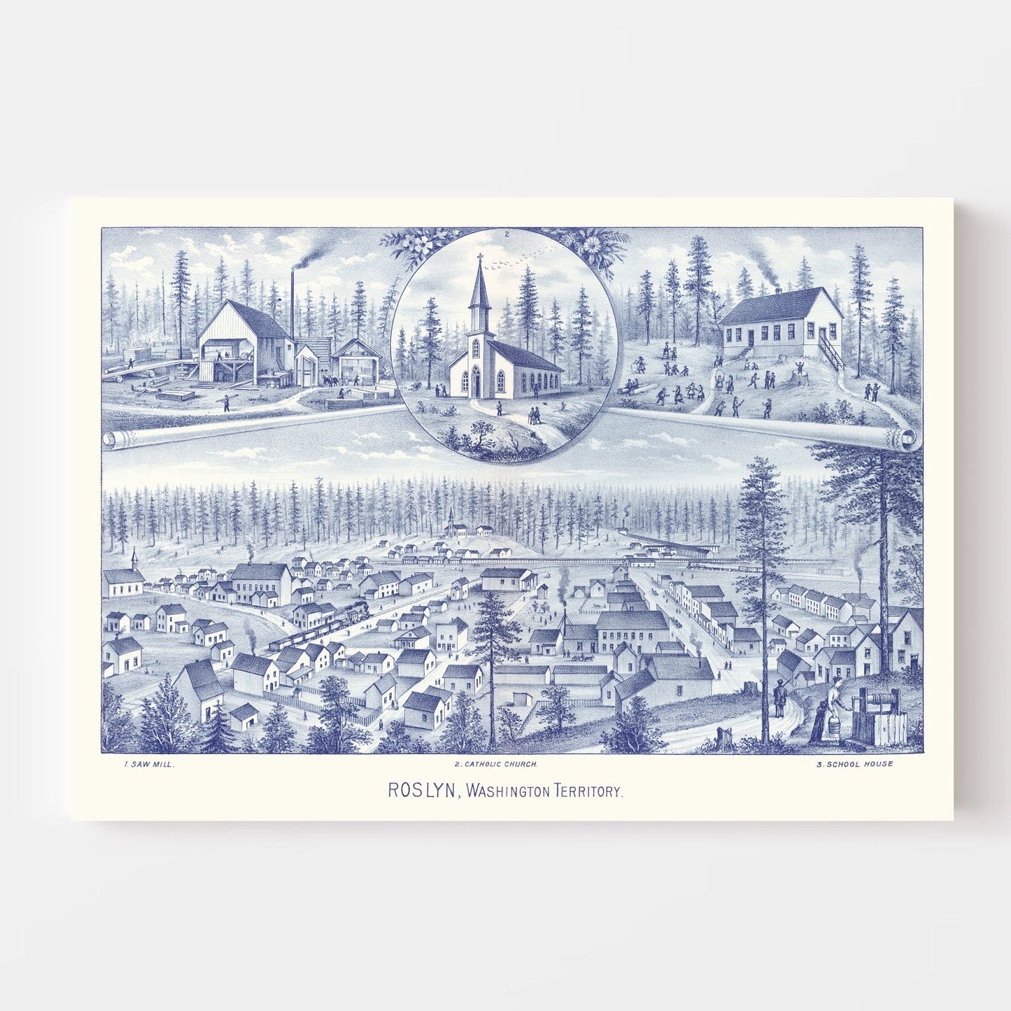 Vintage Map of Roslyn, Washington 1889