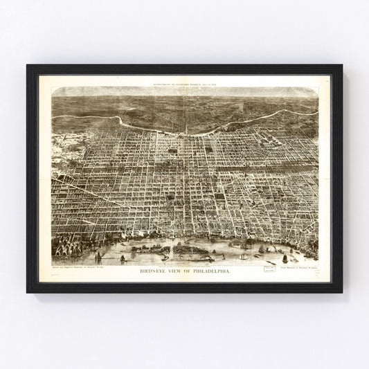 Vintage Map of Philadelphia, Pennsylvania 1872