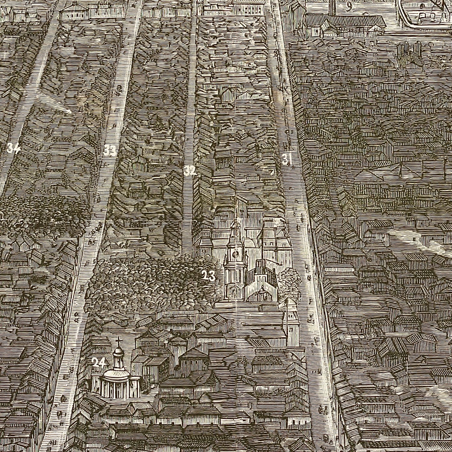 Vintage Map of Philadelphia, Pennsylvania 1876