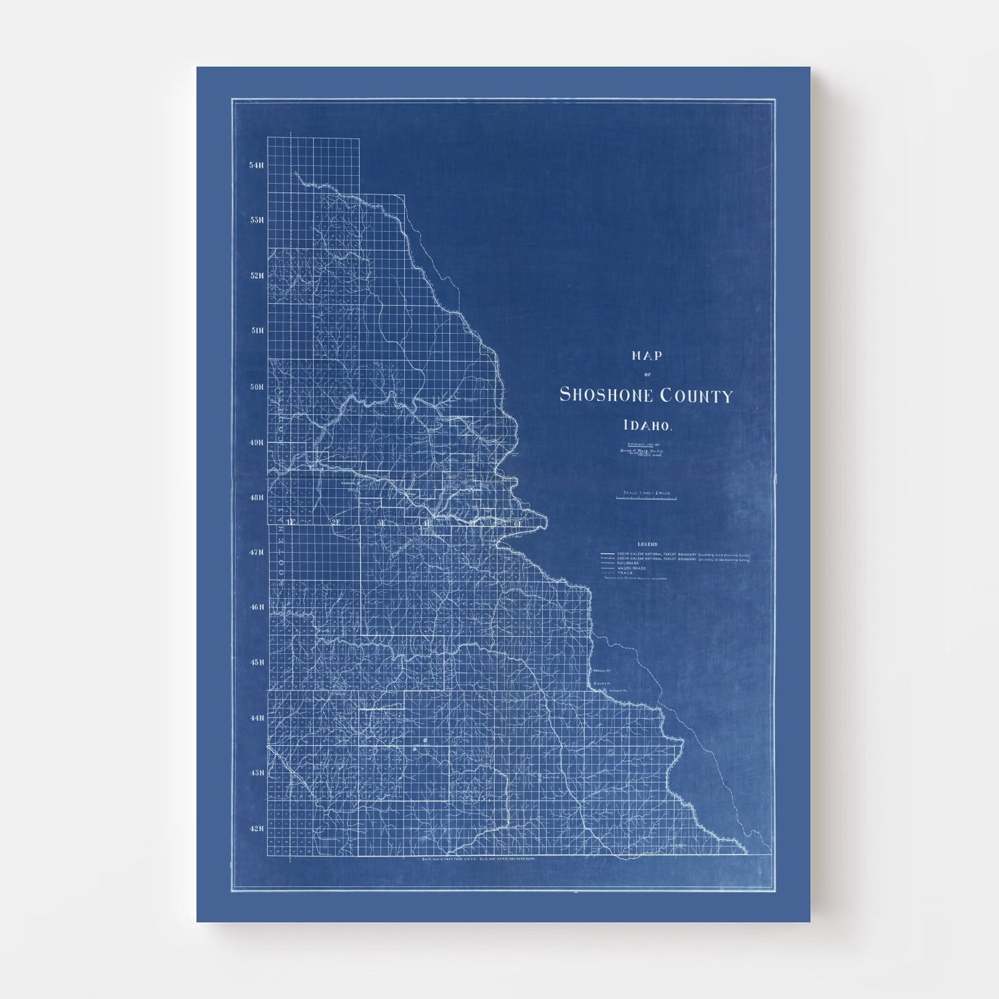 Vintage Map of Shoshone County, Idaho 1907