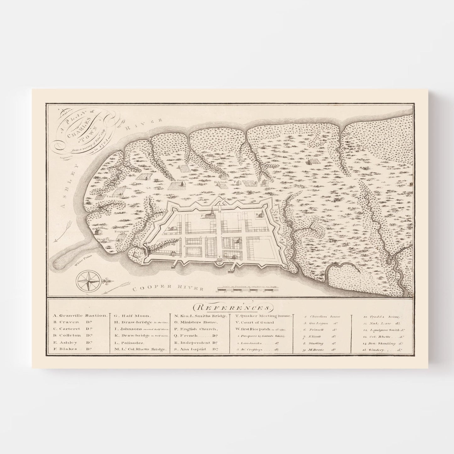 Vintage Map of Charleston, South Carolina 1809