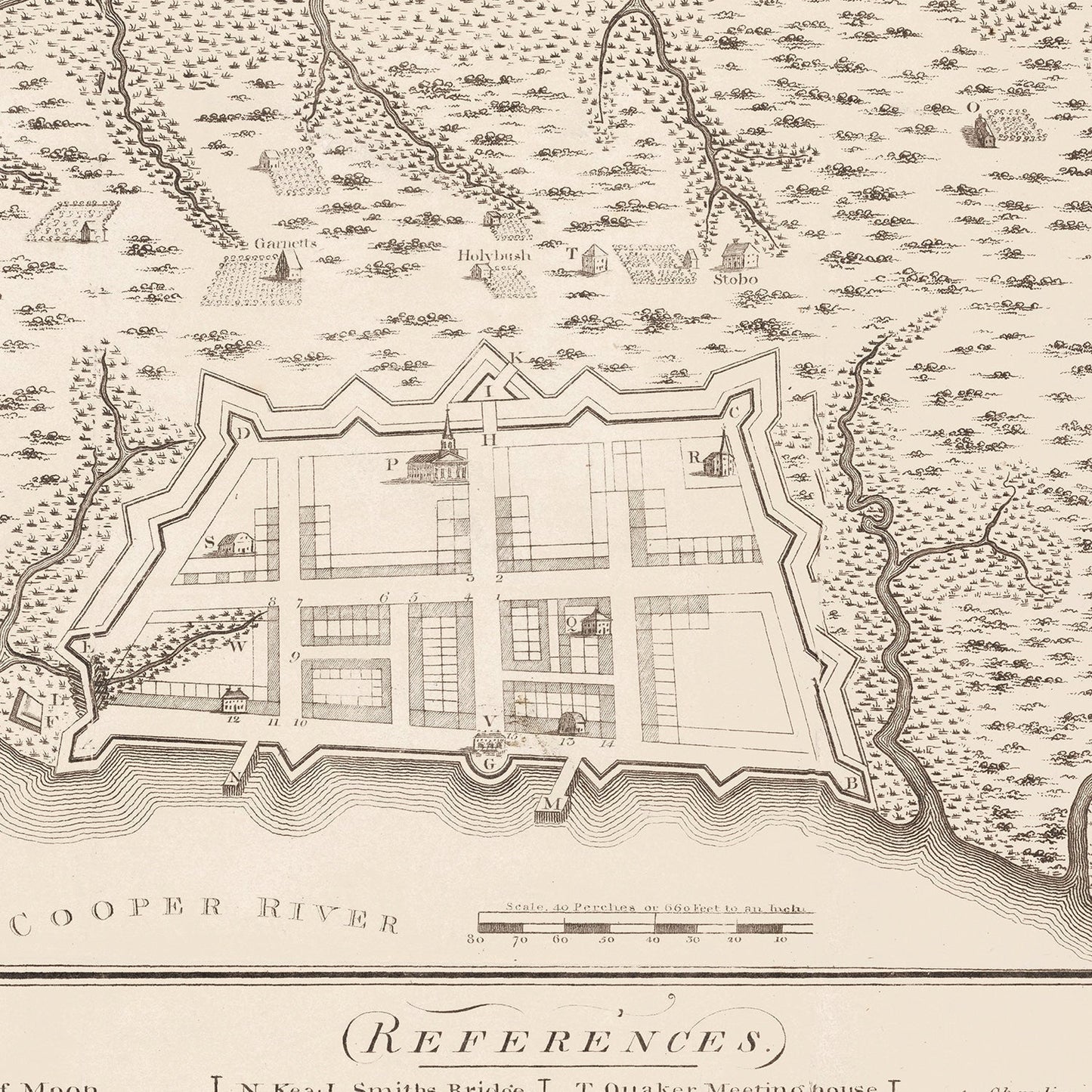 Vintage Map of Charleston, South Carolina 1809