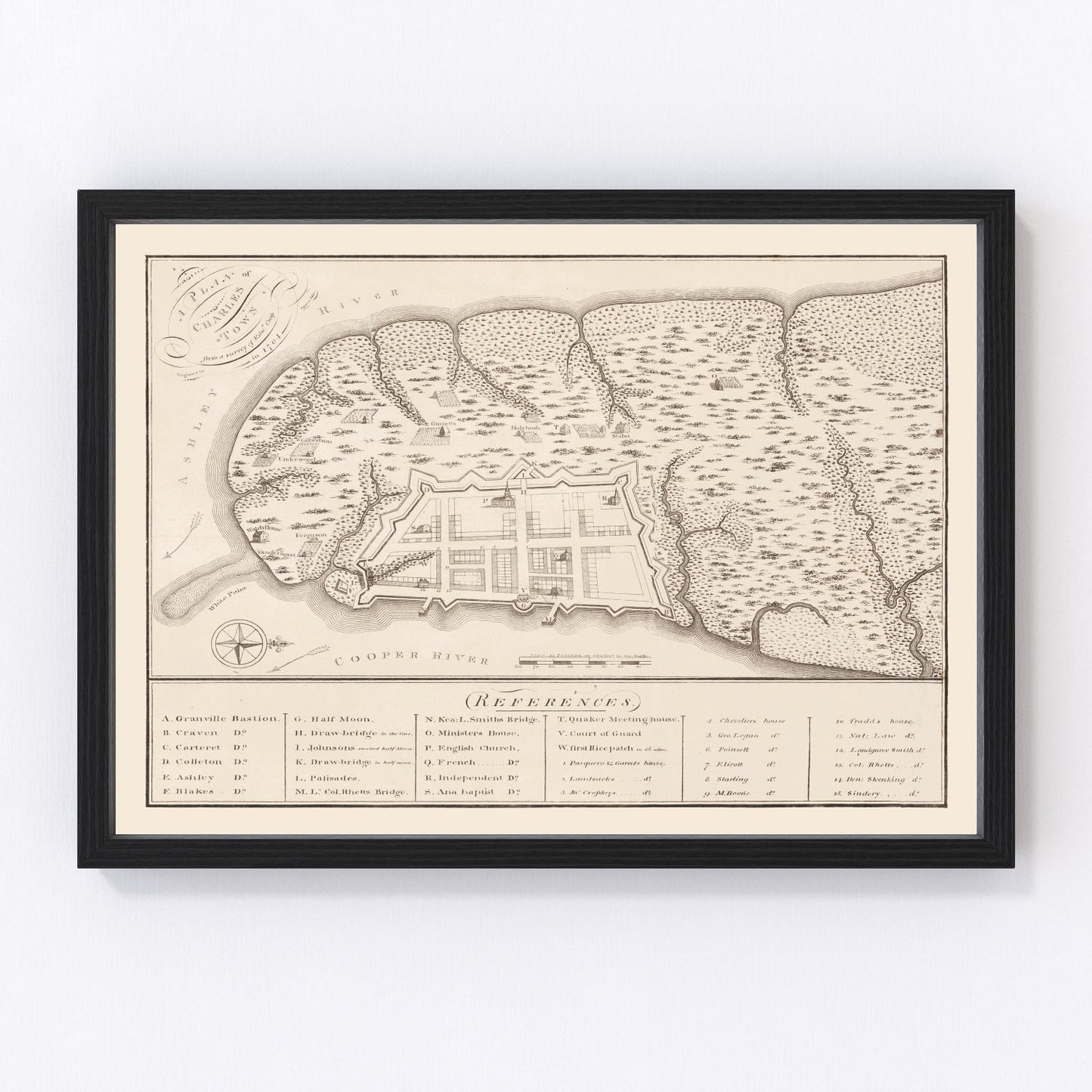 Vintage Map of Charleston, South Carolina 1809