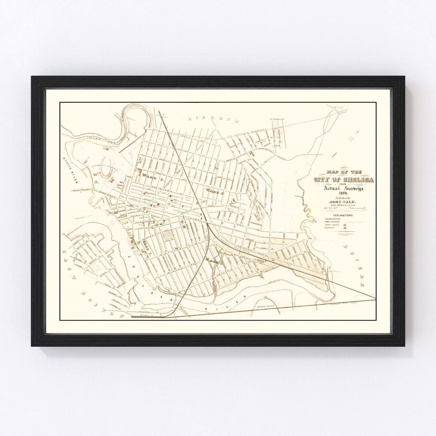 Vintage Map of Chelsea, Massachusetts 1876