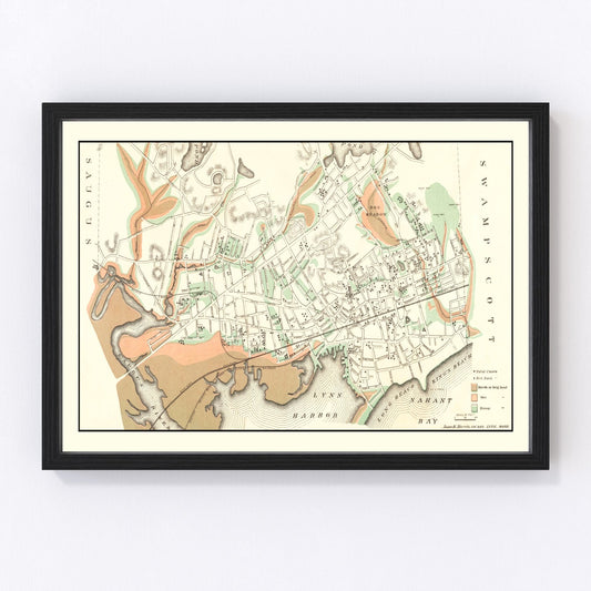 Vintage Map of Lynn, Massachusetts 1876