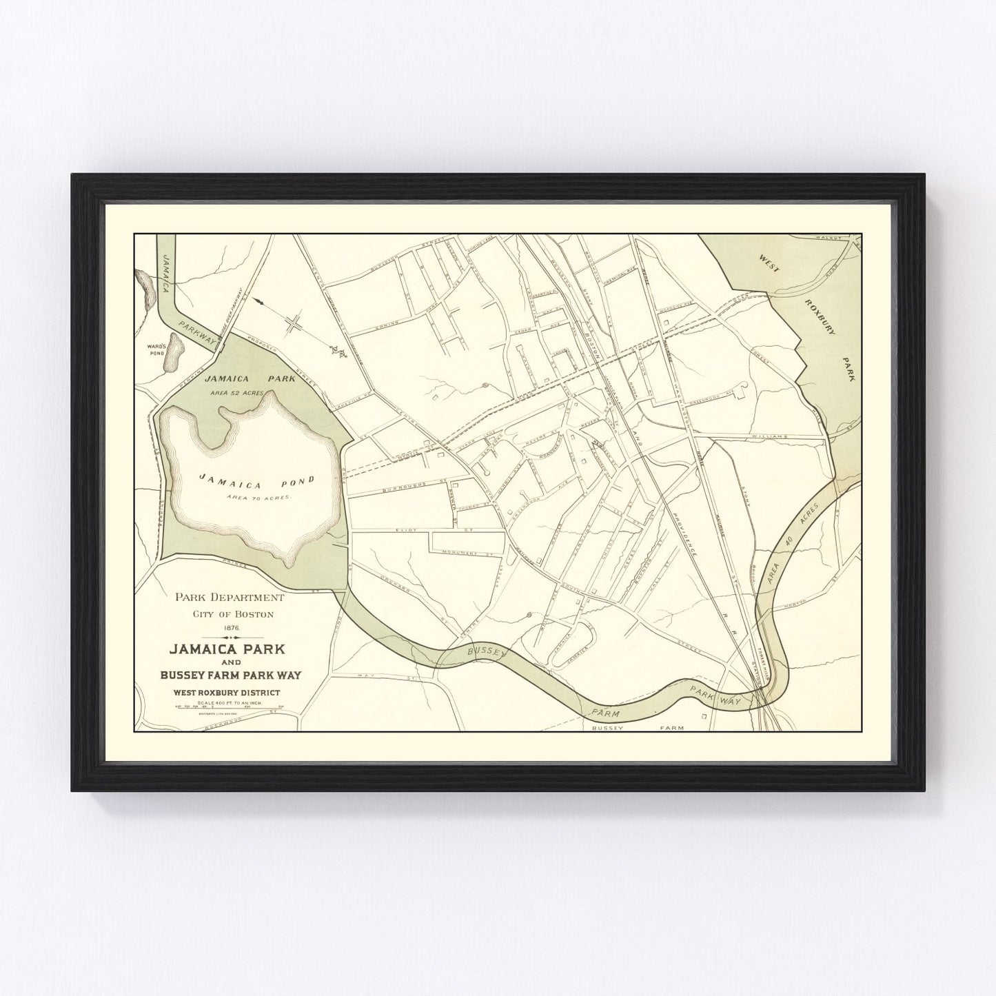 Vintage Map of Jamaica Park, Massachusetts 1876