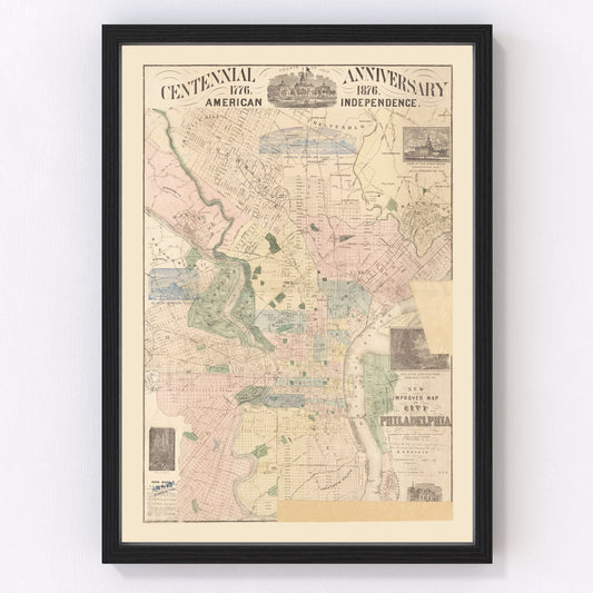 Vintage Map of Philadelphia, Pennsylvania 1872