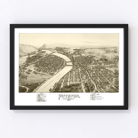 Vintage Map of Pittston & West Pittston, Pennsylvania 1892