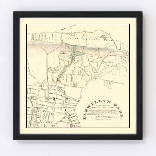 Vintage Llewellyn Park West Orange NJ Map 1870