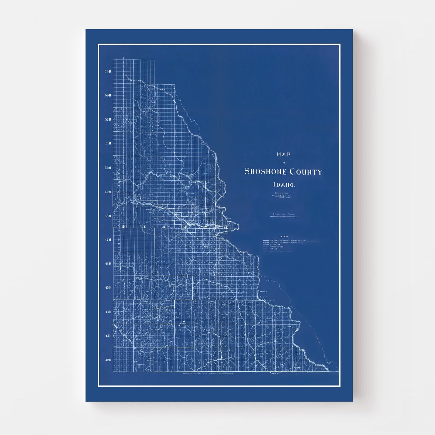 Vintage Map of Shoshone County, Idaho 1907