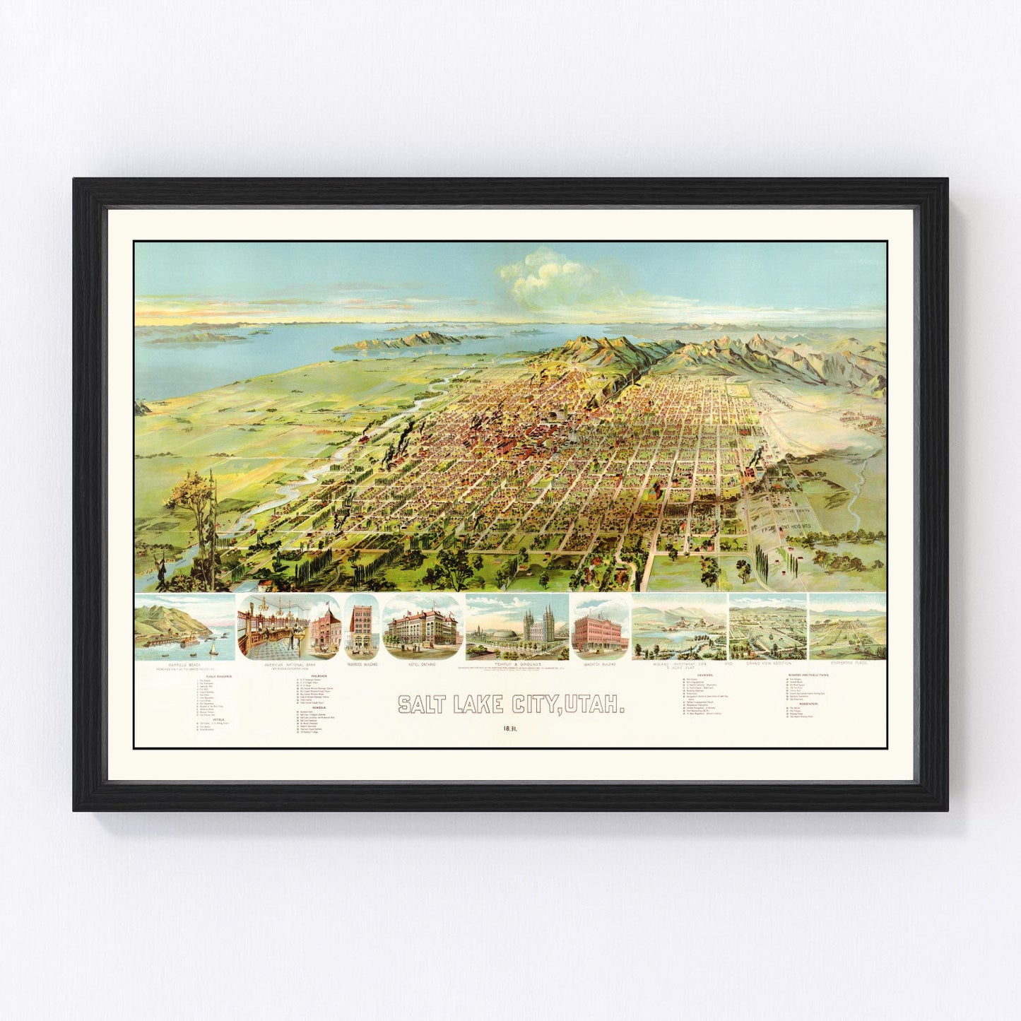 Vintage Map of Salt Lake City, Utah 1891