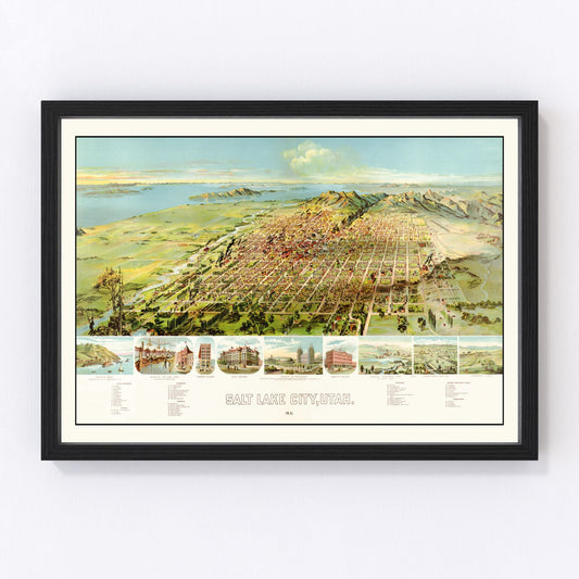 Vintage Map of Salt Lake City, Utah 1891