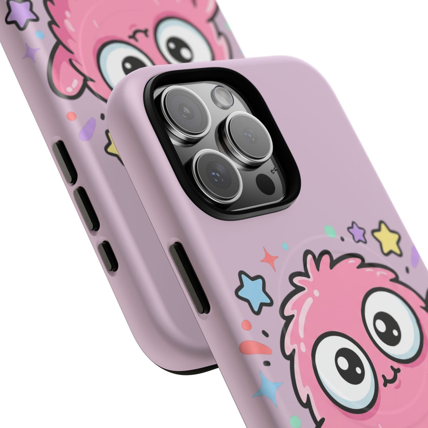Cute Pink Fuzzy Monster Tough Magnetic Phone Case — Cute Kawaii Protective iPhone Cover