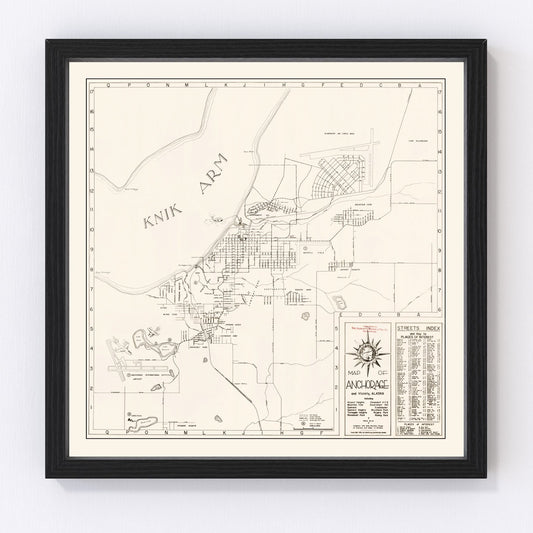 Vintage Map of Anchorage, Alaska 1951