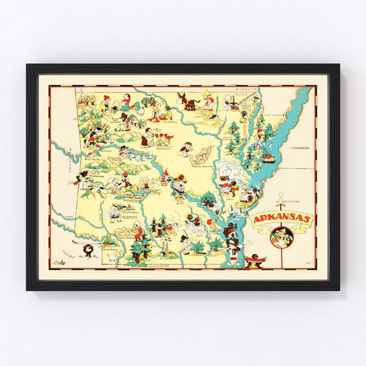 Vintage Map of Arkansas 1935